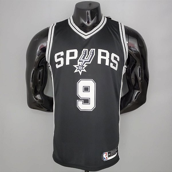 Regata Basquete NBA San Antonio Spurs Parker 9 Preta Edição Jogador Silk