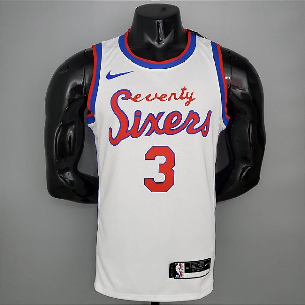 Regata Basquete NBA Philadelphia 76ers iverson 3 Edição Retro Limitada Jogador Silk