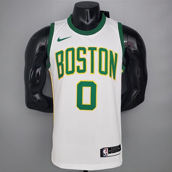 Regata Basquete NBA Boston Celtics Tatum 0 Platina Limitada Edição Jogador Silk