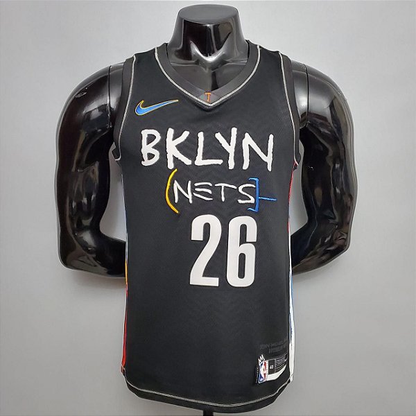 Regata Basquete NBA Brooklyn Nets Dinwddie Edição Preta Jogador Silk