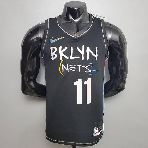 Regata Basquete NBA Brooklyn Nets Irving 11 Edição Preta Jogador Silk