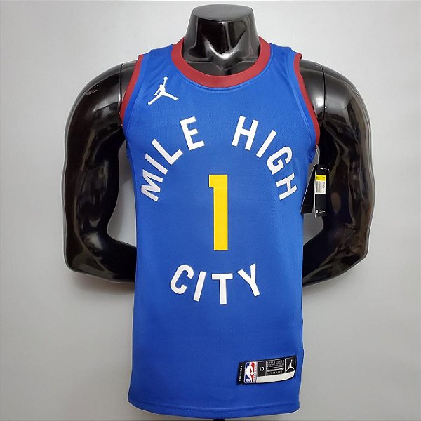 Regata Basquete NBA Denver Nuggets Porter Jr 1 Azul Edição Jogador Silk