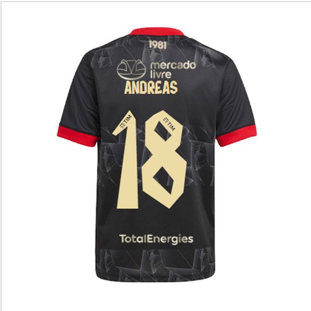 Camisa Flamengo 3 Com Todos Patrocinios Andreas 18 Torcedor 2021 / 2022