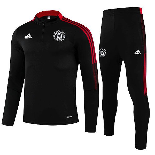 Conjunto Treino Manchester United Preto E Vermelho Cristiano Ronaldo CR7 2021 / 2022