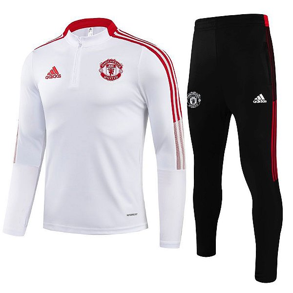 Conjunto Treino Manchester United Branco E Preto Cristiano Ronaldo CR7 2021 / 2022