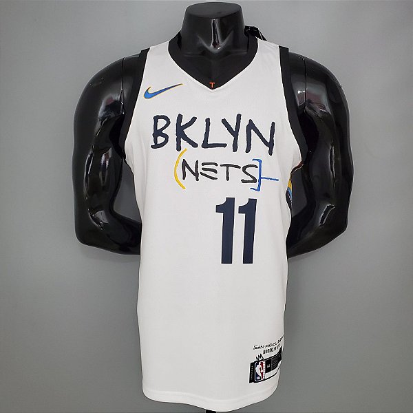 Regata Basquete NBA Brooklyn Nets Irving 11 Branca Edição Jogador Silk