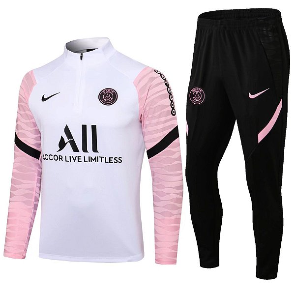 Conjunto PSG Treino Branco E Preto Masculino 2021 / 2022