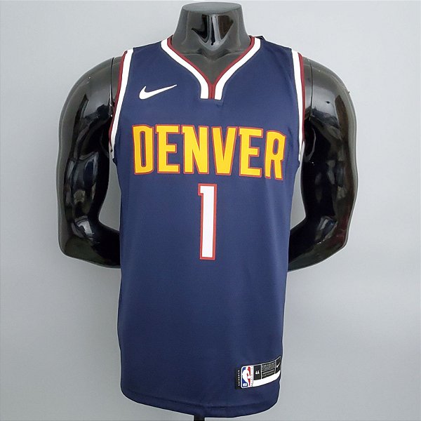 Regata Basquete NBA Denver Nuggets Porter Jr 1 Azul Escuro Edição Jogador Silk