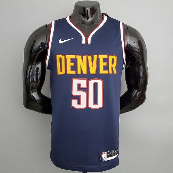 Regata Basquete NBA Denver Nuggets Gordon 50 Azul Escuro Edição Jogador Silk
