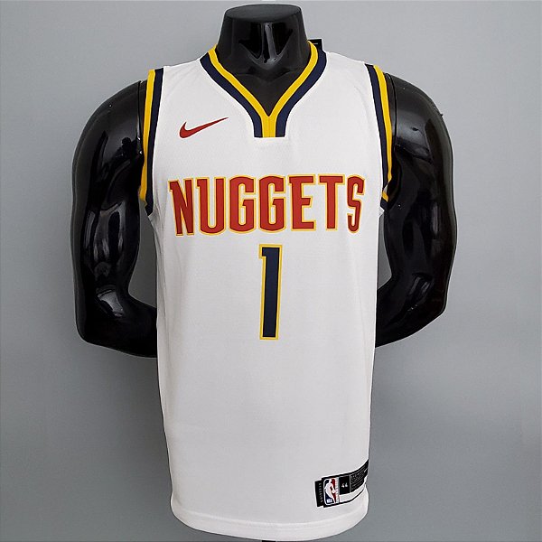 Regata Basquete NBA Denver Nuggets Porter Jr 1 Branco Limitado Edição Jogador Silk