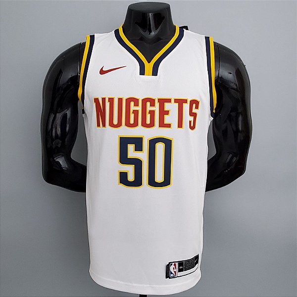 Regata Basquete NBA Denver Nuggets Gordon 50 Branca Limitada Edição Jogador Silk