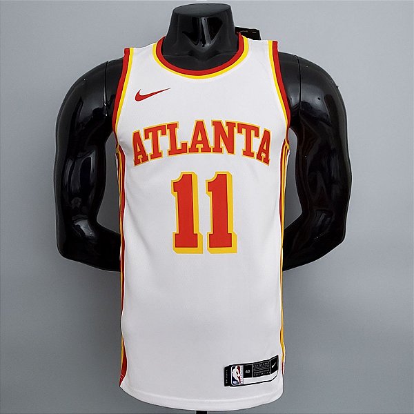 Regata Basquete NBA Atlanta Hawks Young 11 Branca Edição Jogador Silk