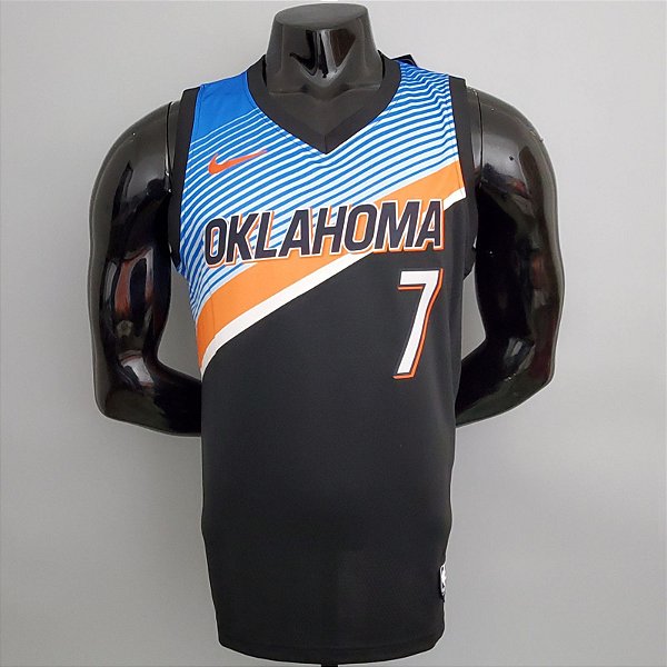 Regata Basquete NBA Oklahoma Anthony 7 Preta Edição Jogador Silk