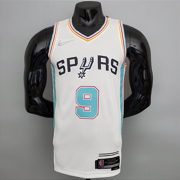 Regata Basquete NBA San Antonio Spurs Parker 9 Branca Edição Jogador Silk 2022