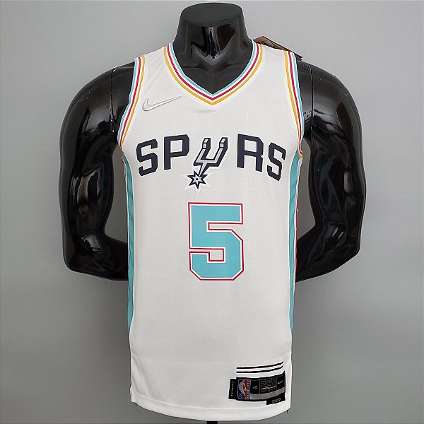 Regata Basquete NBA San Antonio Spurs Murray 5 Branca Edição Jogador Silk 2022