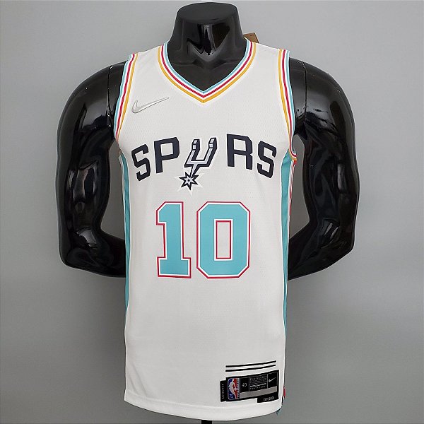 Regata Basquete NBA San Antonio Spurs Derozan 10 Branca Edição Jogador Silk 2022