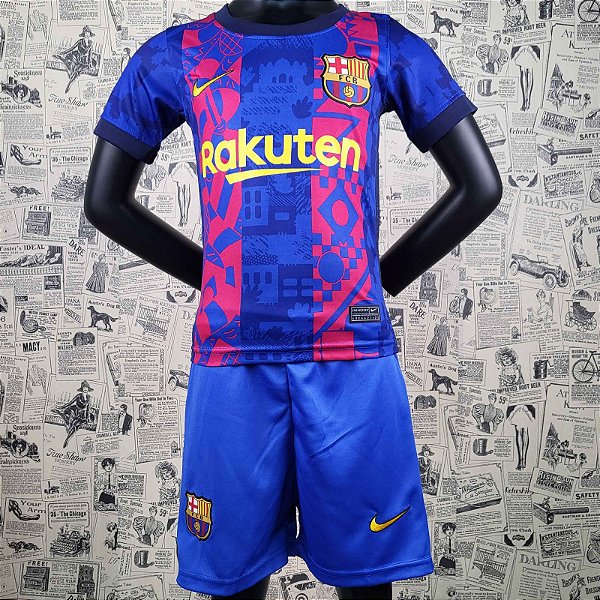 Kit Infantil Barcelona 3 Camisa e Short 2021 / 2022 - 021 Sport | Pague 2,  Leve 3! Aproveite!