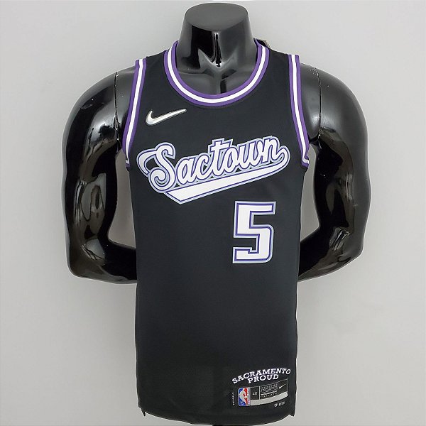 Regata Basquete NBA Sacramento Kings Fox 5 Preta Edição Jogador Silk 2022