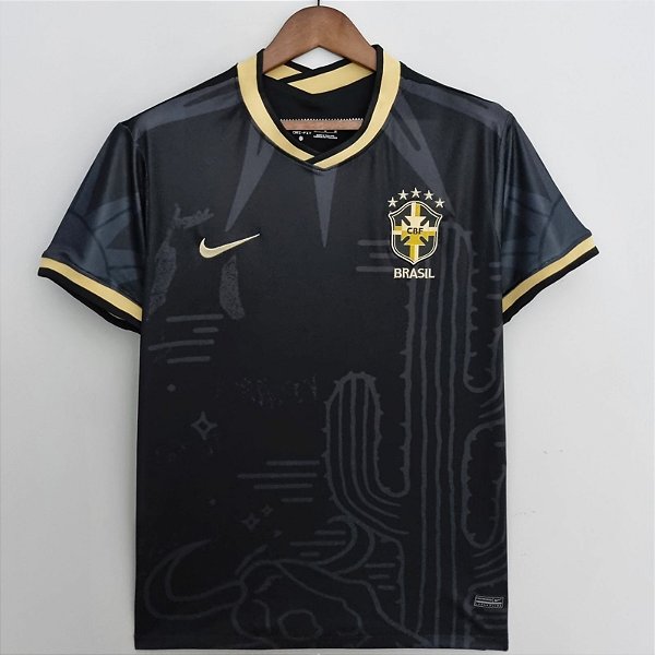 Nova Camisa Brasil Preta Torcedor Masculina 2022