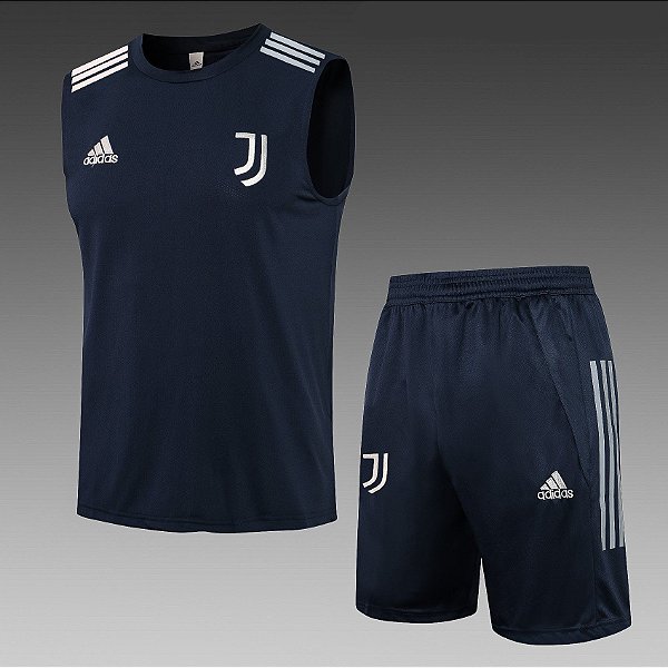Kit Treino Conjunto Juventus Azul Escuro Regata E Short Masculino 2021 / 2022