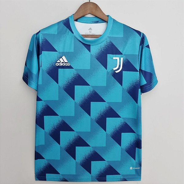 Nova Camisa Juventus Treino Azul Geométrico Torcedor Masculina 2022 / 2023