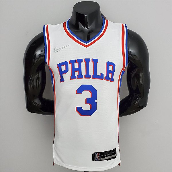 Regata Basquete NBA Philadelphia 76ers 75º aniversário Iverson 3 Edição Jogador Silk