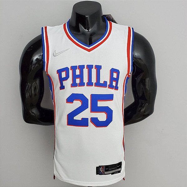 Regata Basquete NBA Philadelphia 76ers 75º aniversário Simmons 25 Edição Jogador Silk
