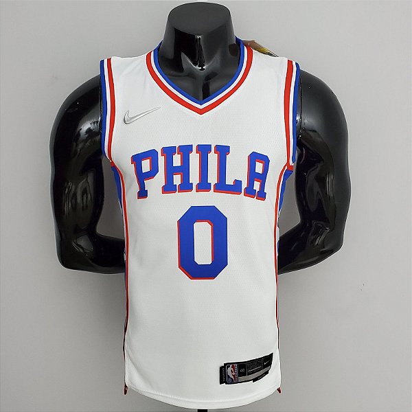 Regata Basquete NBA Philadelphia 76ers 75º aniversário Maxey 0 Edição Jogador Silk