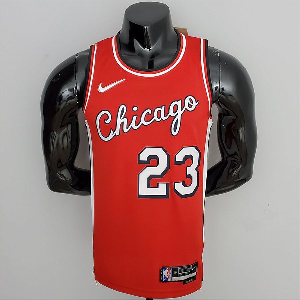 Regata Basquete NBA Chicago Bulls 75º aniversário Jordan 23 Vermelha Edição Jogador Silk