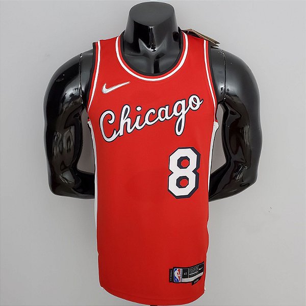 Regata Basquete NBA Chicago Bulls 75º aniversário Lavine 8 Vermelha Edição Jogador Silk