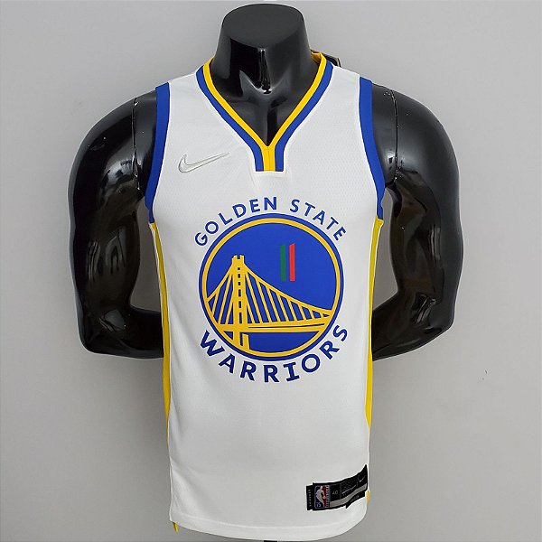 Regata Basquete NBA Golden State Warriors  75º aniversário Thompson 11 Branca Edição Jogador Silk