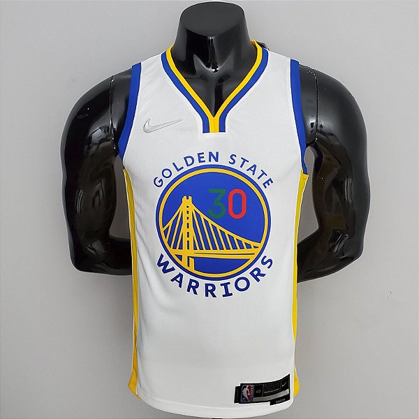 Regata Basquete NBA Golden State Warriors 75º aniversário Curry 30 Branca Edição Jogador Silk