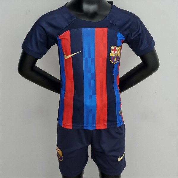 Novo Kit Infantil Barcelona 1 Camisa e Short 2022 / 2023 - 021 Sport Store