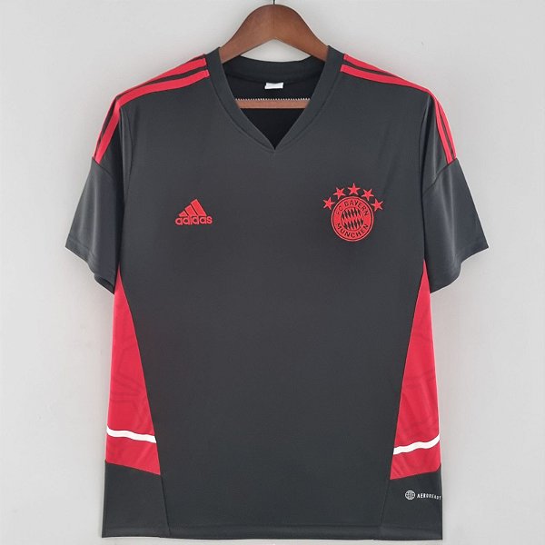 Nova Camisa Bayern De Munique Treino Preta E Vermelha Torcedor Masculina 2022 / 2023