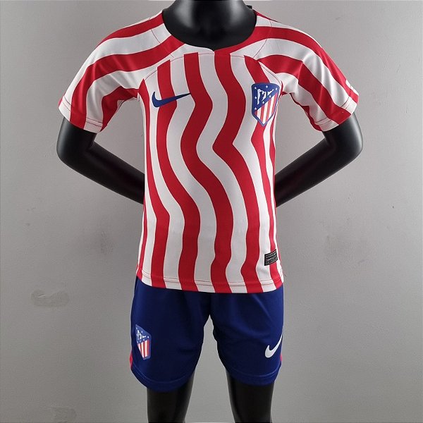 Novo Kit Infantil Atlético de Madrid 1 Camisa e Short  2022 / 2023