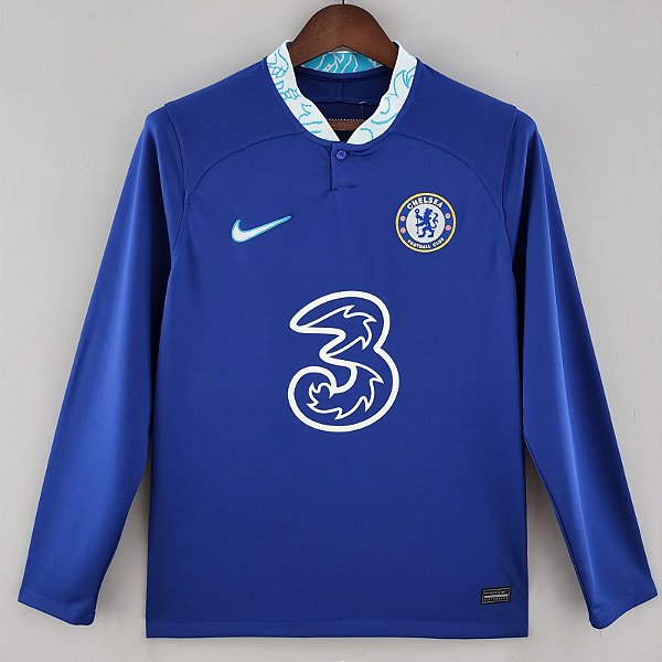 Nova Camisa Manga Comprida Chelsea 1 Azul 2022 / 2023