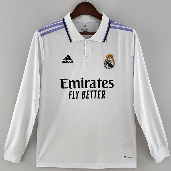 Nova Camisa Manga Comprida Real Madrid 1 Branca 2022 / 2023 - 021 Sport, Maior Variedade de Camisas de Futebol