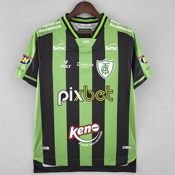 Nova Camisa América-MG Preta E Verde com todos Patrocínios Torcedor Masculina 2022 / 2023