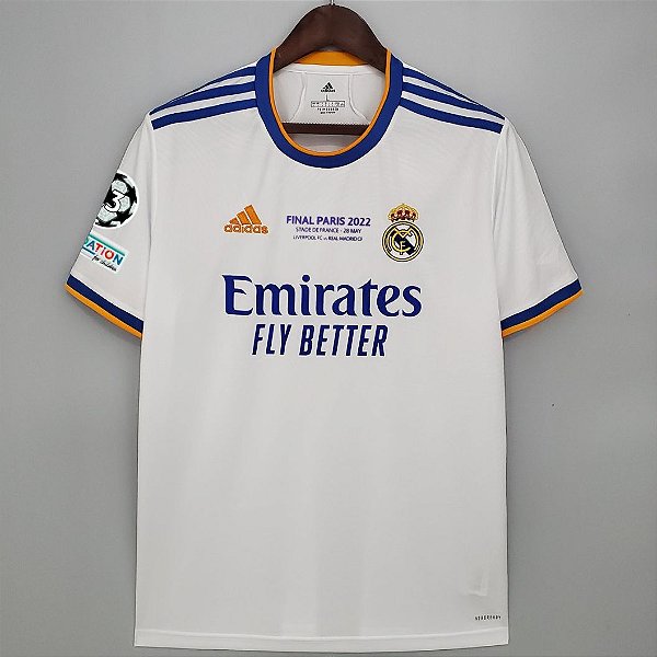 Nova Camisa Real Madrid 1 UEFA Champions League Final Torcedor Masculina 2022