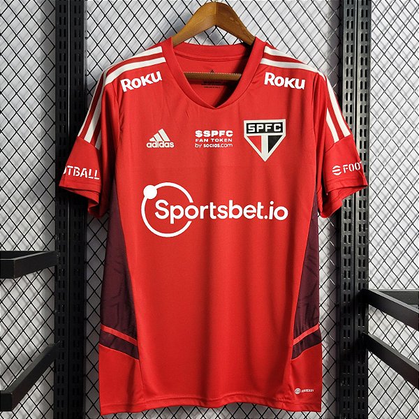 Nova Camisa são paulo Treino Vermelha com todos patrocínios torcedor masculina 2022 / 2023