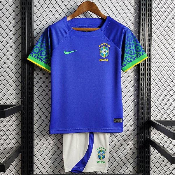 Novo Kit Infantil Brasil 2 Azul Camisa e Short 2022 / 2023