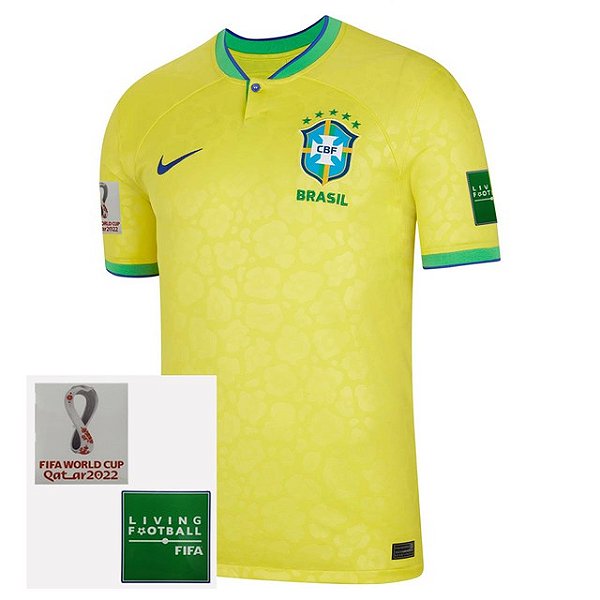 Nova Camisa Brasil 1 Amarela Torcedor Masculina Com Patch Copa Do Mundo 2022