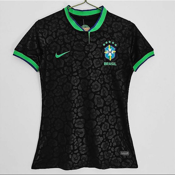 Nova Camisa Feminina Brasil 3 Preta 2022