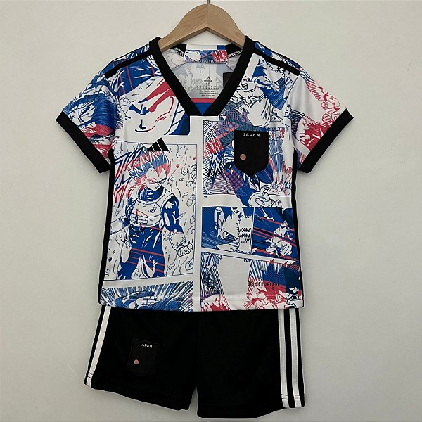 Novo Kit Infantil Japão Anime Branco Camisa e Short 2023 / 2024