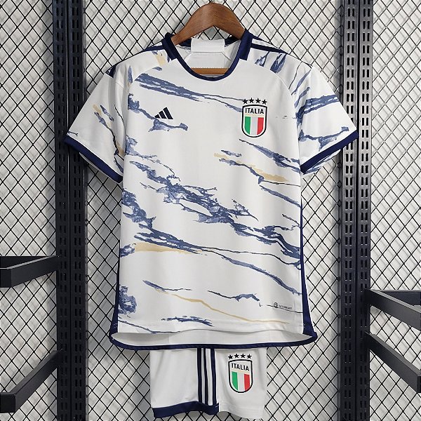 Novo Kit Infantil Itália 2 Branco Camisa e Short 2023 / 2024