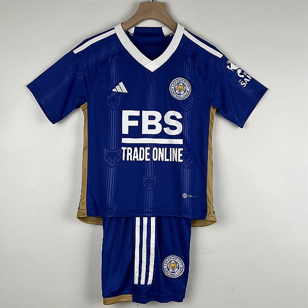 Novo Kit Infantil  Leicester City 1 Azul Camisa e Short  2023 / 2024