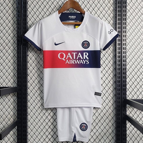 Novo Kit Infantil PSG 2 Branco Camisa e Short  2023 / 2024
