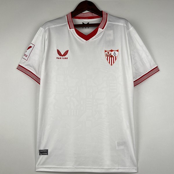 Nova Camisa Sevilla 1 Branca Torcedor Masculina 2023 / 2024