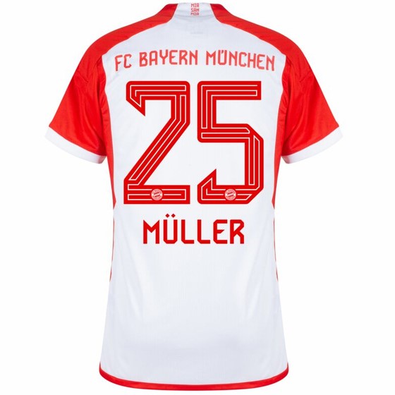 Nova Camisa Bayern De Munique 1 Branca Müller 25 Torcedor 2023 / 2024