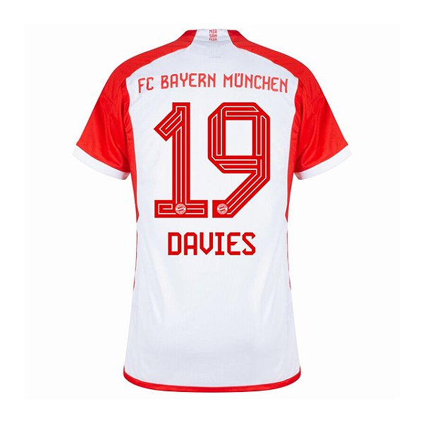 Nova Camisa Bayern De Munique 1 Branca Davies 19 Torcedor 2023 / 2024